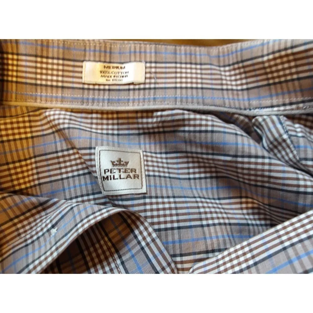 Peter Millan‎ Classic Plaid Button-Down Dress Shirt Long Sleeve Business Casual